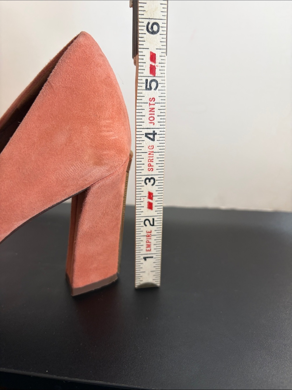 Tory Burch Coral Suede Peep-Toe Block Heels - Picture 6 of 6